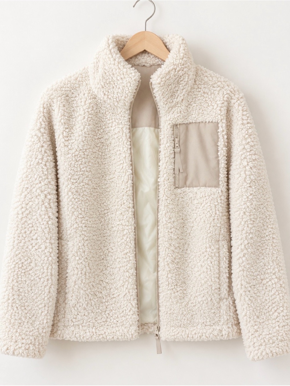 Boundless North Cream Teddy Sherpa Zip Jacket. medium